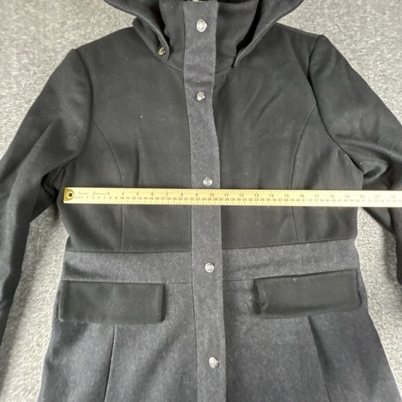 Guess Wool Blend Pea Coat Womens Sz XL Colorblock Charcoal Black Snap Zip Up - Picture 9 of 10